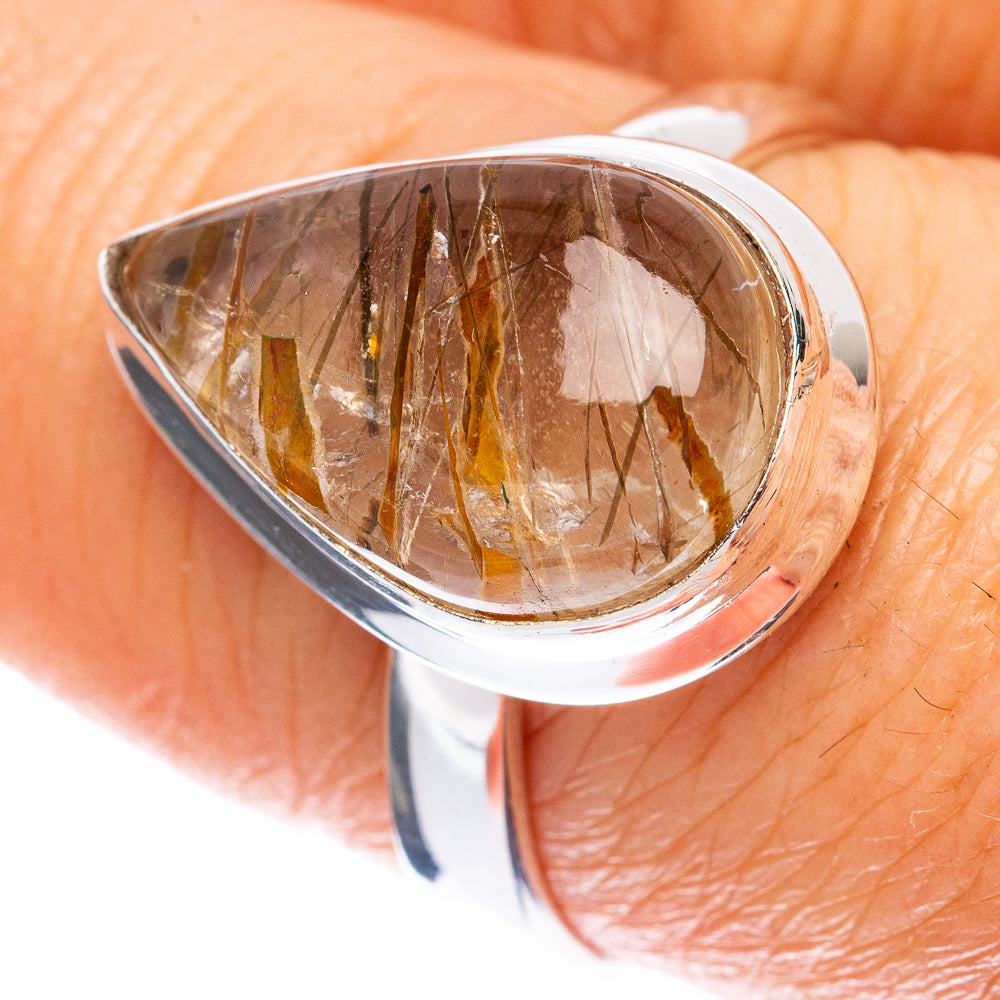 Golden Rutilated Quartz Ring Size 8 (925 Sterling Silver) R2003