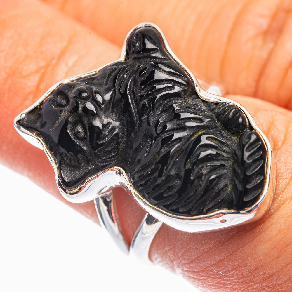 Black Onyx Cat Ring Size 6 (925 Sterling Silver) R141987