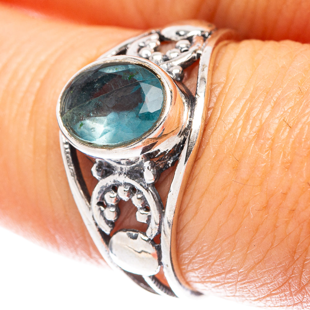 Blue Fluorite Dainty Ring Size 7.5 (925 Sterling Silver) R6023