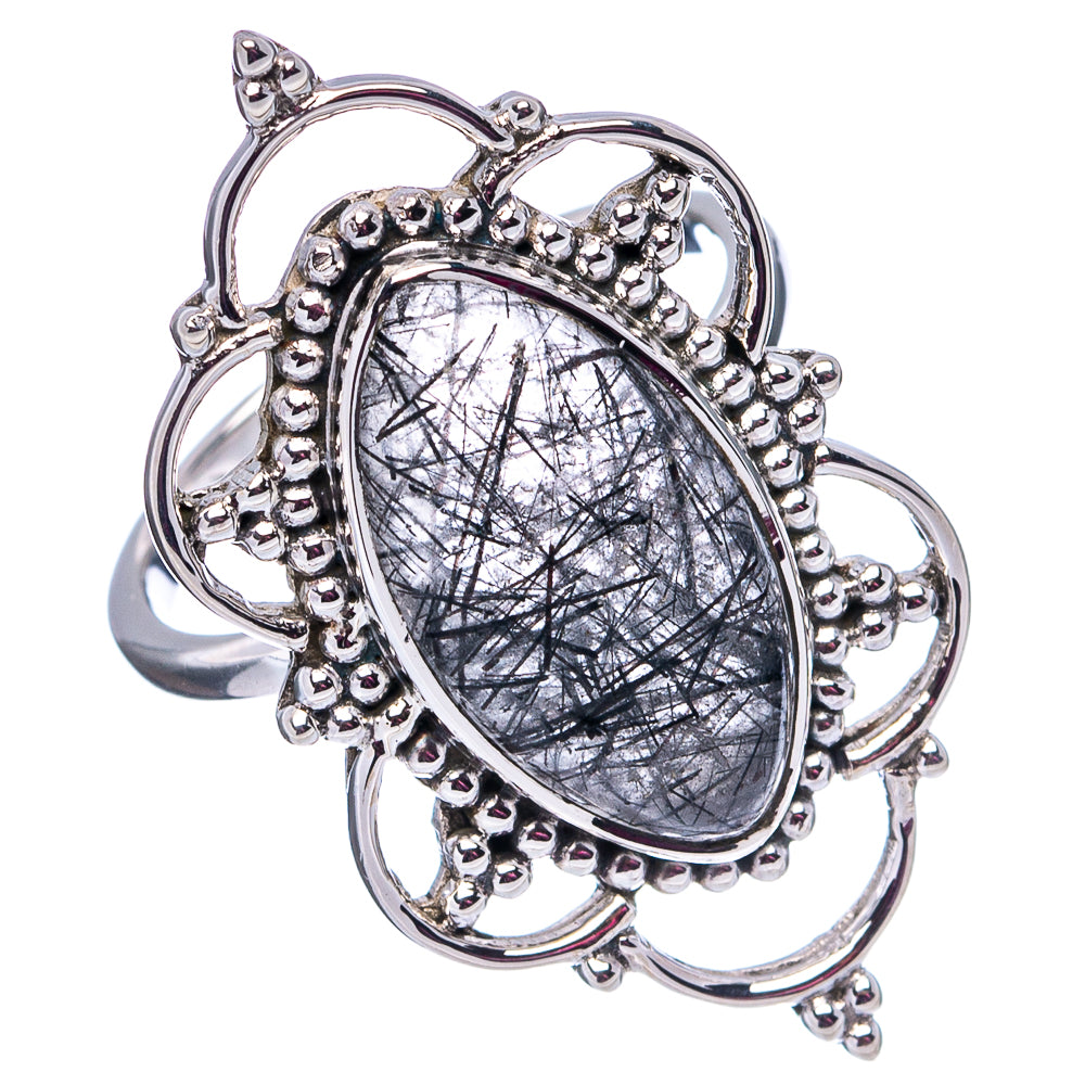 Premium Tourmalinated Quartz Ring Size 6.75 (.925 Sterling Silver)