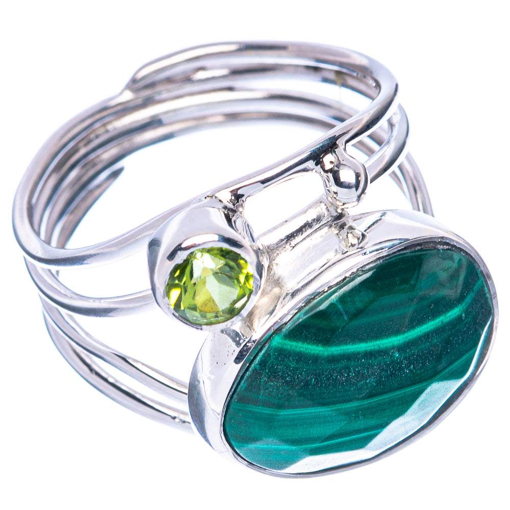 Premium Malachite, Peridot 925 Sterling Silver Ring Size 5.5 (925 Sterling Silver) R2681