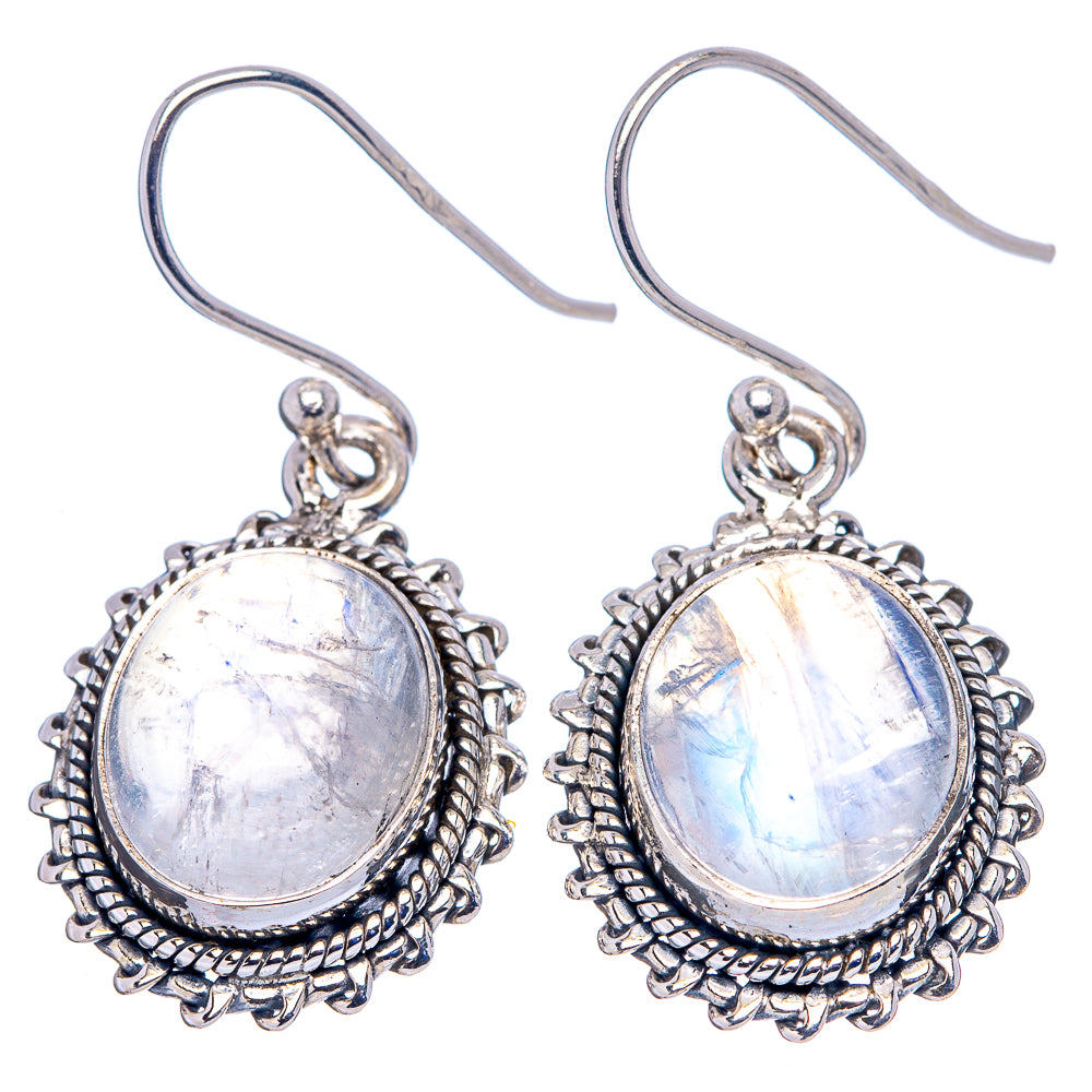 Rainbow Moonstone Earrings 1 3/8" (.925 Sterling Silver)