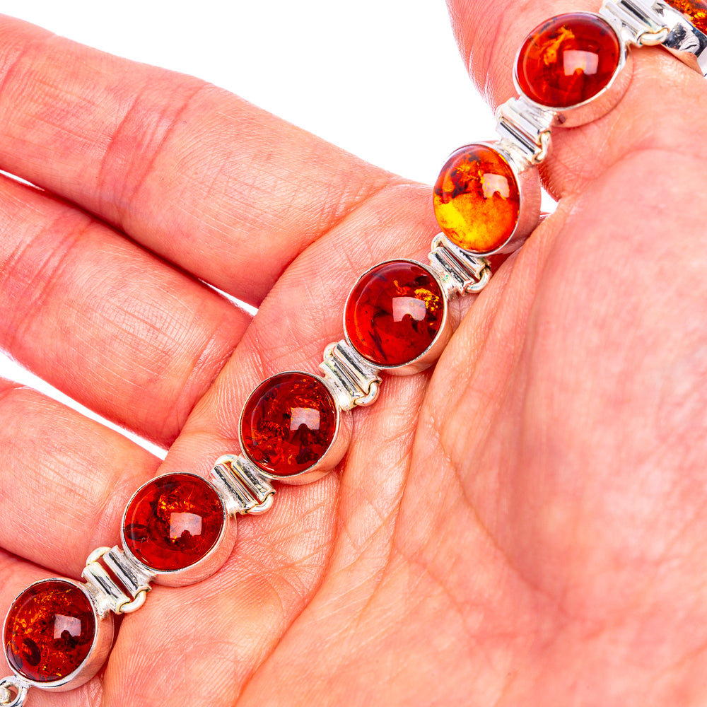 Amber Bracelet 7 3/8 To 8 1/8" (925 Sterling Silver) B90356