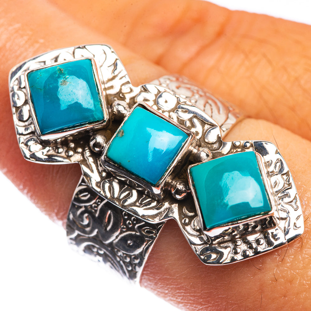 Sleeping Beauty Turquoise 925 Sterling Silver Ring Size 8.25