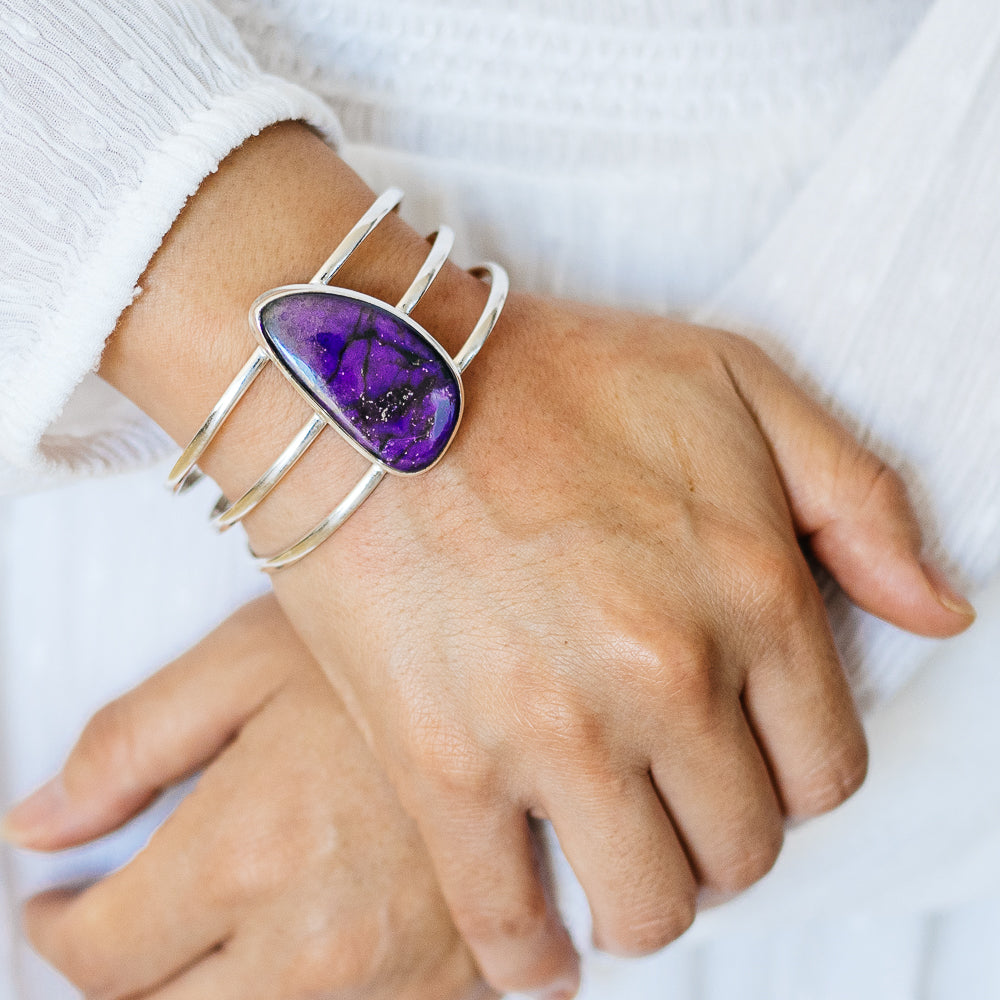 Sugilite Cuff Bracelet (925 Sterling Silver) BR90274