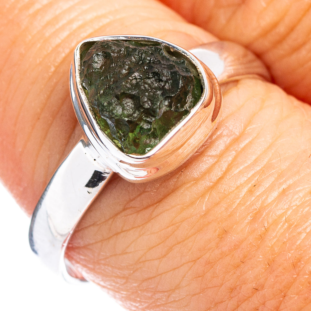 Rare Moldavite Ring Size 9 (.925 Sterling Silver)