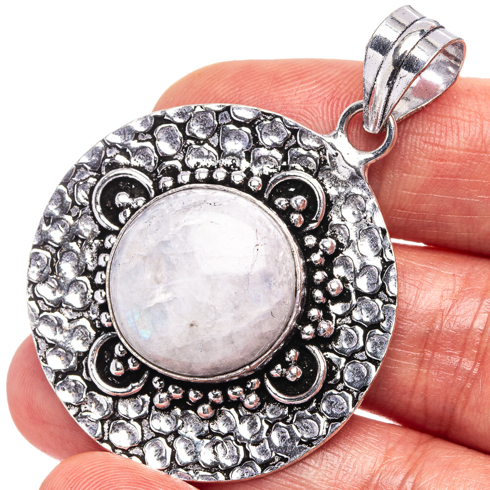Rainbow Moonstone Pendant 2 1/8" (German Silver)