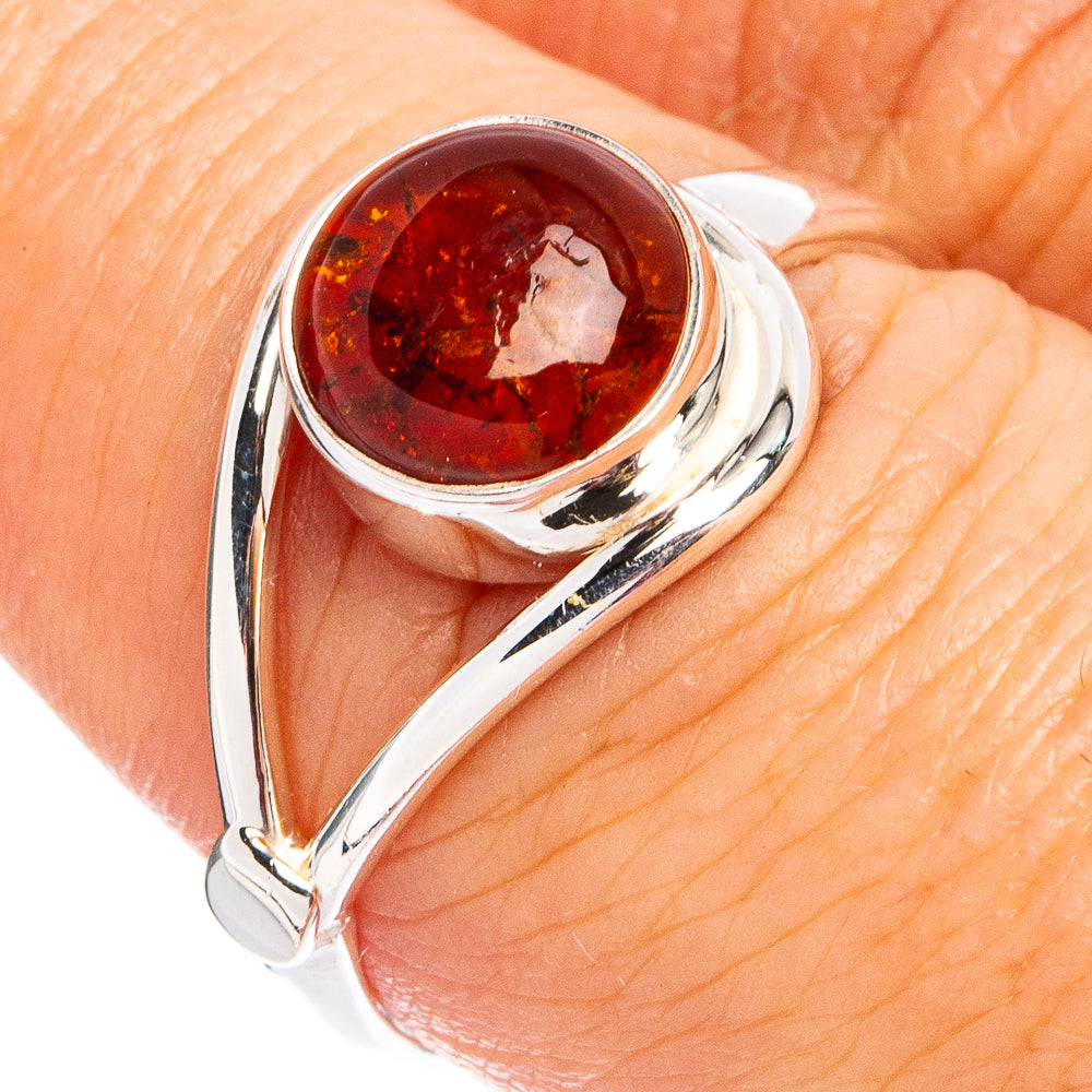 Amber Ring Size 8 (.925 Sterling Silver)