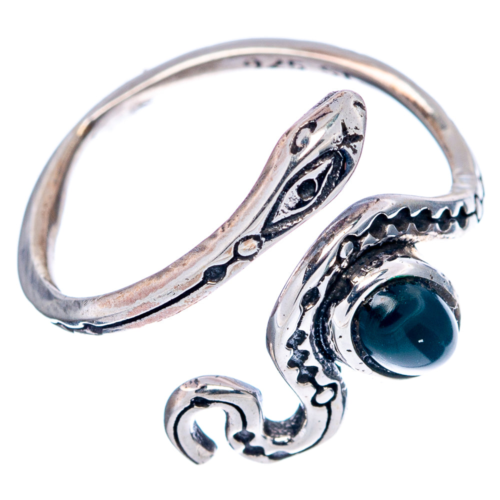 Green Onyx Snake Dainty Ring Size 5 Adjustable (.925 Sterling Silver)