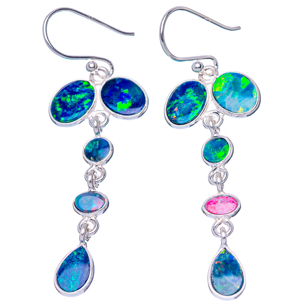 Rare Doublet Opal Earrings 2 1/8" (925 Sterling Silver) E1665