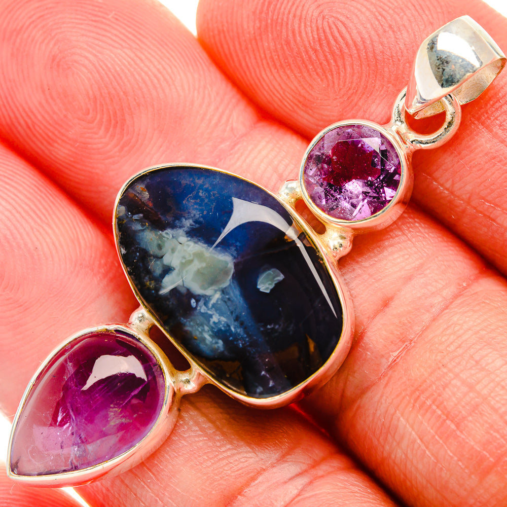 Australian Boulder Opal, Amethyst Pendant 2" (925 Sterling Silver) PD38172
