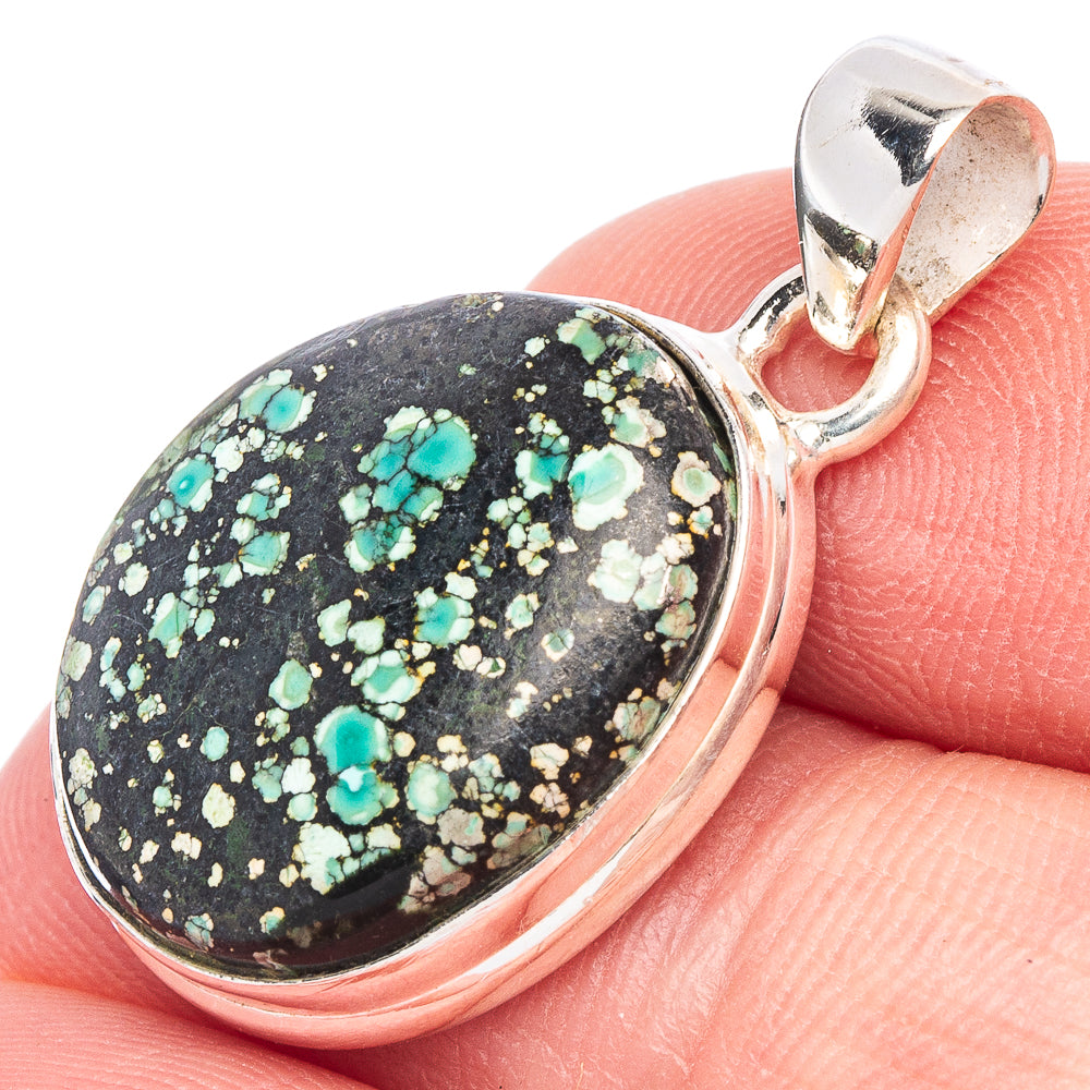 Spider Web Turquoise Pendant 1 1/8" (925 Sterling Silver) P44635