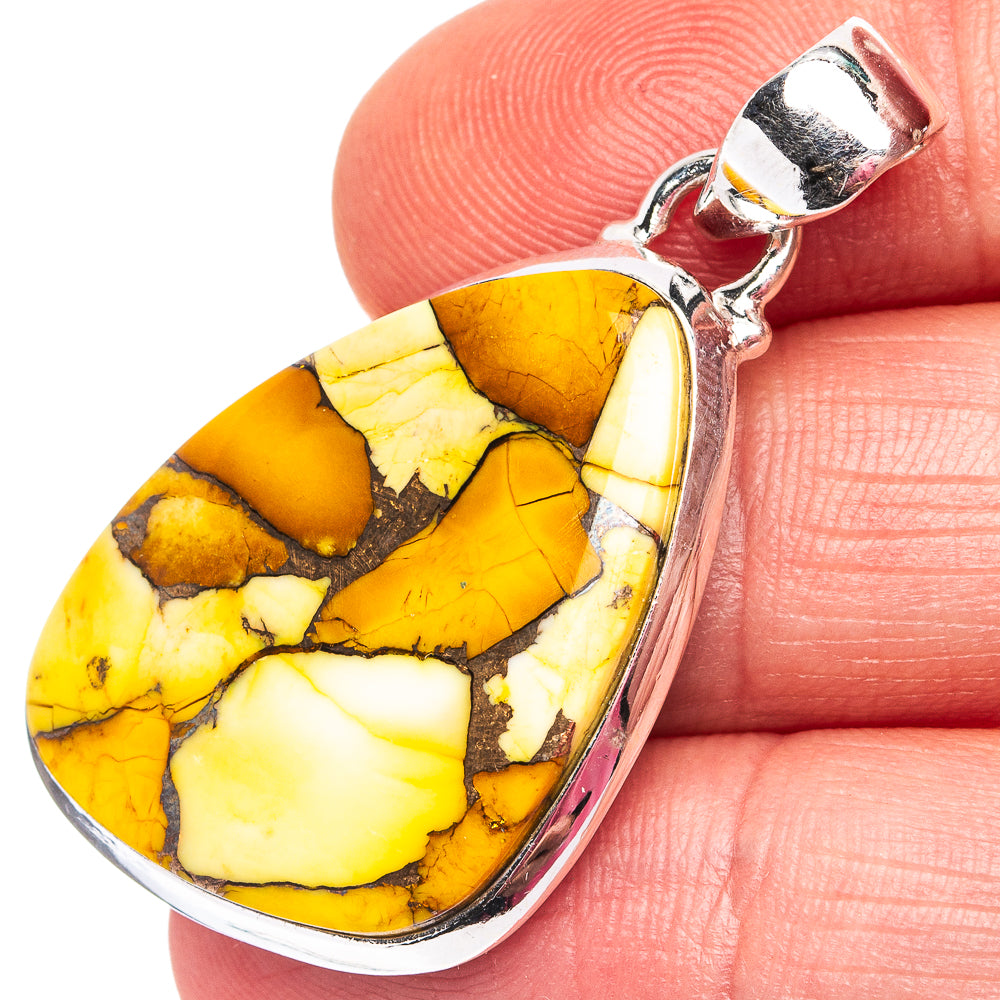 Honey Dahlia Mohave Turquoise Pendant 1 5/8" (.925 Sterling Silver)