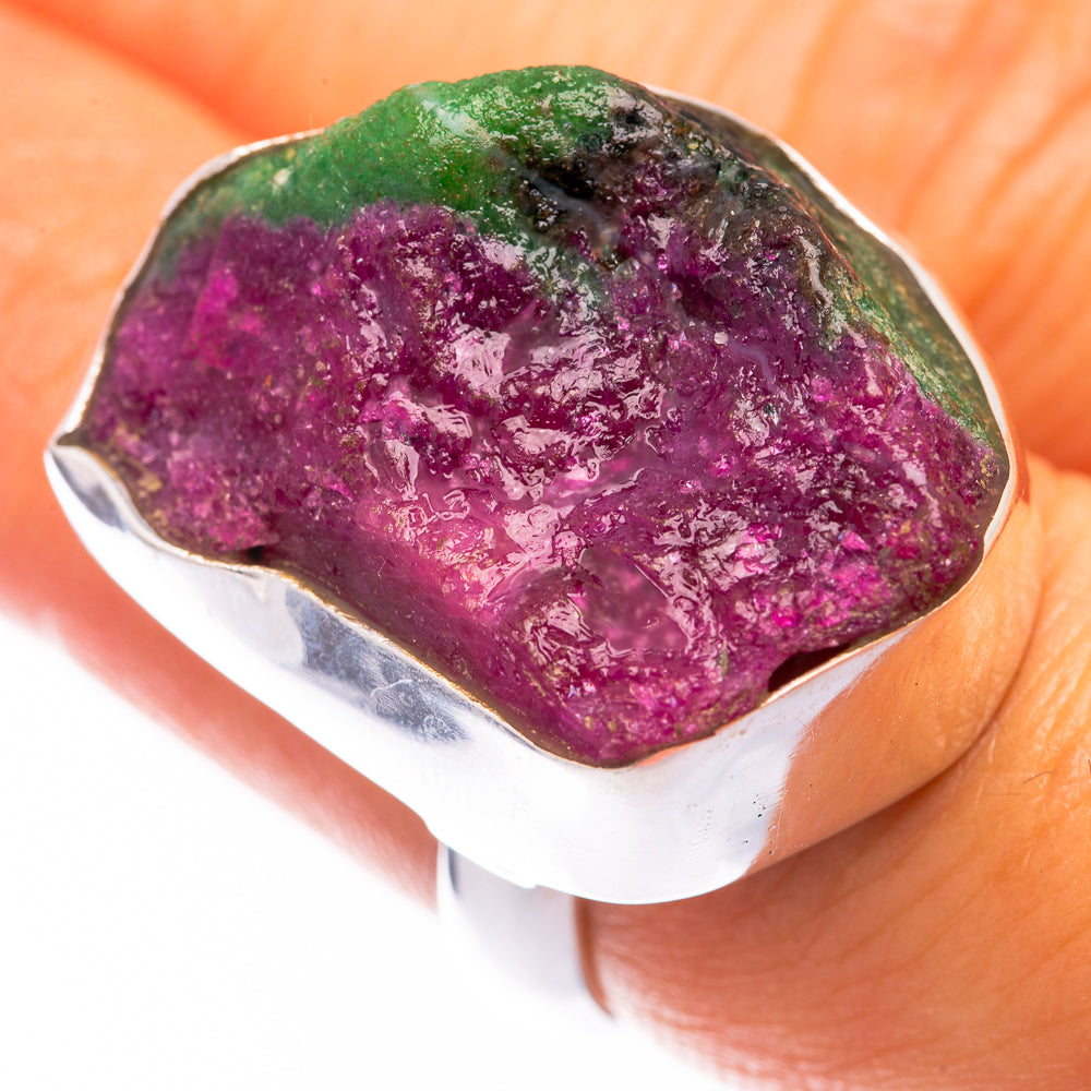 Large Rough Ruby Zoisite Ring Size 7.25 (925 Sterling Silver) R140773