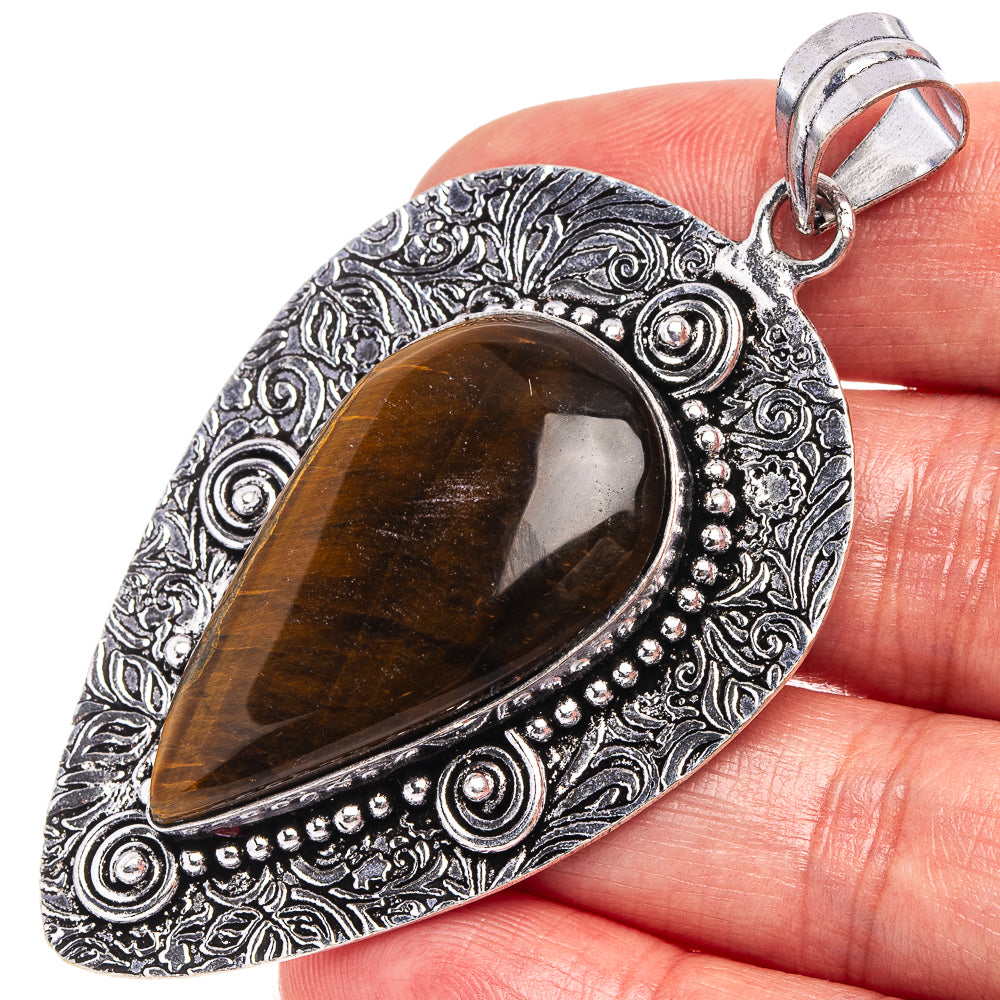 Tiger's Eye Pendant 2 5/8" (German Silver)