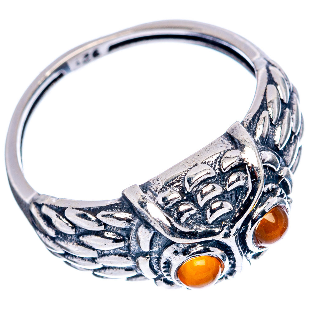 Carnelian Owl Dainty Ring Size 6.75 (.925 Sterling Silver)