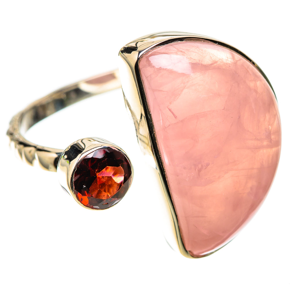 Premium Rose Quartz, Garnet Ring Size 9 (925 Sterling Silver) RING138073