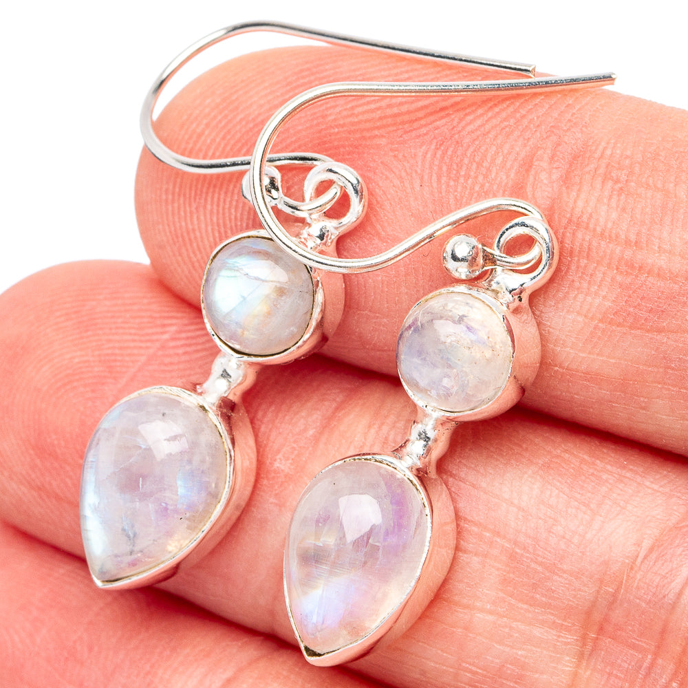 Rainbow Moonstone Earrings 1 3/8" (925 Sterling Silver) E3001