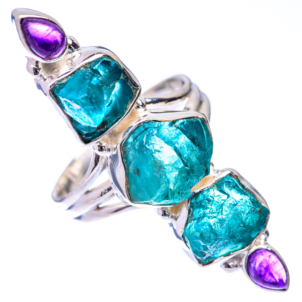 Large Blue Fluorite, Amethyst Ring Size 9.75 (925 Sterling Silver) R140872