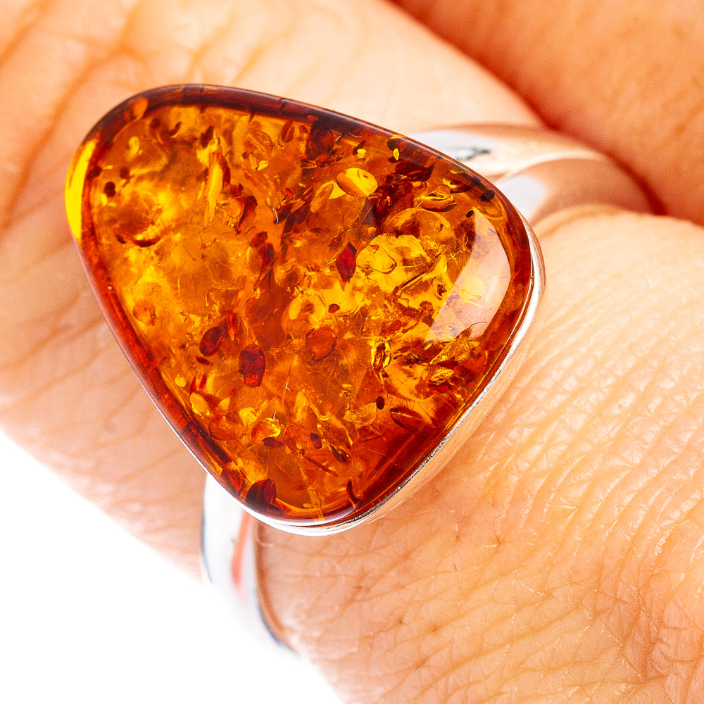 Baltic Amber Ring Size 7 Adjustable (.925 Sterling Silver)