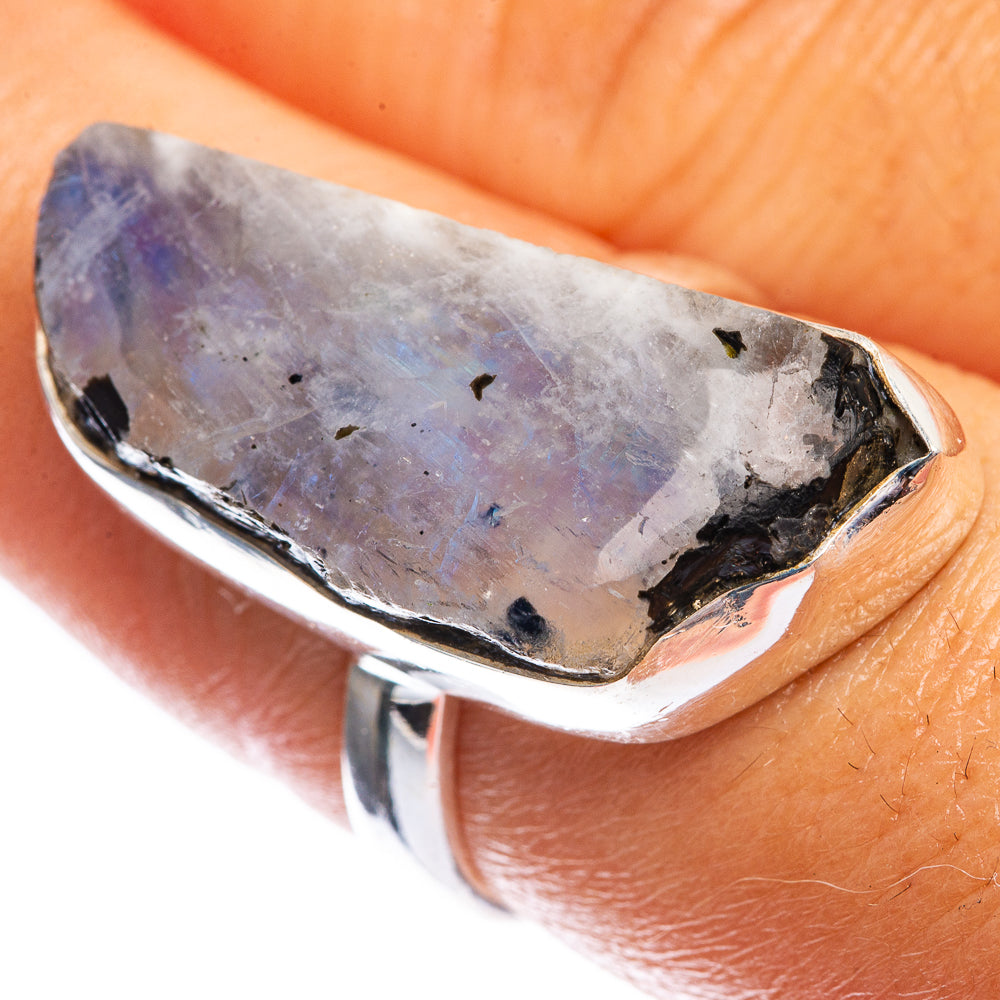 Raw Rainbow Moonstone Ring Size 7.5 (925 Sterling Silver) R142418