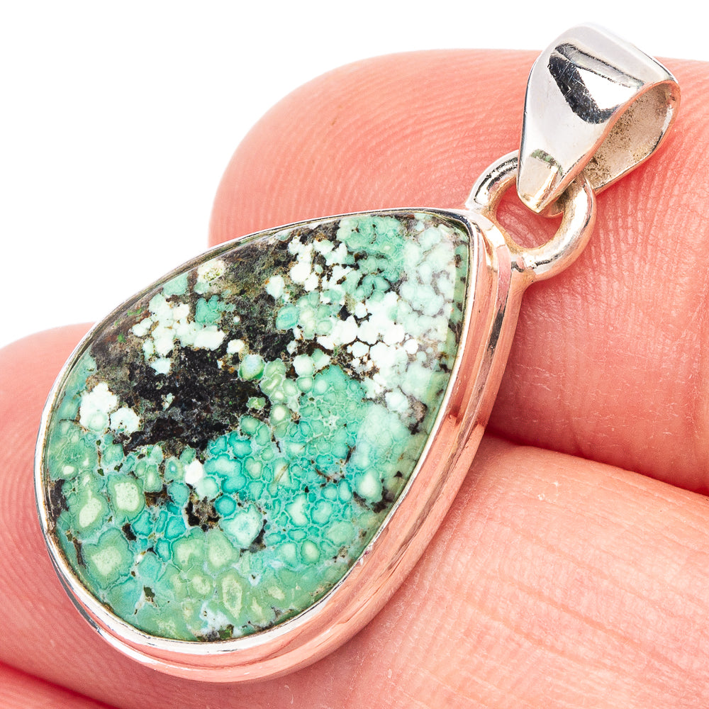 Rare Spider Web Turquoise Pendant 1 1/8" (925 Sterling Silver) P44459