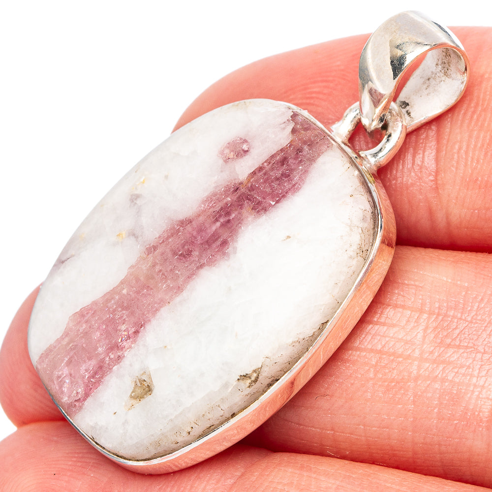 Pink Tourmaline In Quartz Pendant 1 3/8" (925 Sterling Silver) P43088