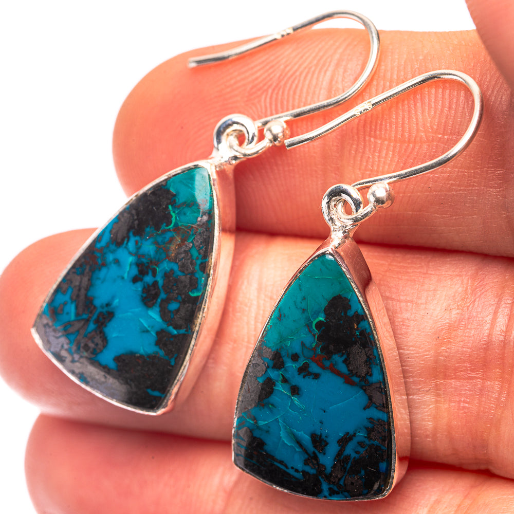 Shattuckite Earrings 1 3/8" (925 Sterling Silver) E432236