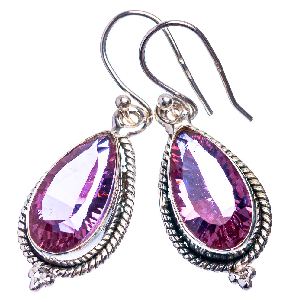 Faceted Alexandrite (Lab.) Earrings 1 1/2" (925 Sterling Silver) E432378
