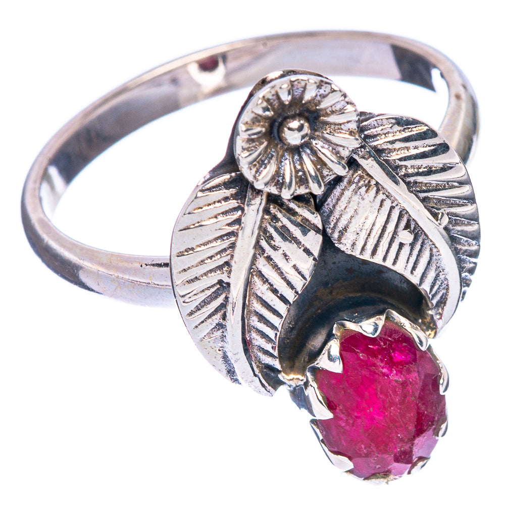 Glass Filled Ruby Flower Ring Size 9.25 (925 Sterling Silver) R146822
