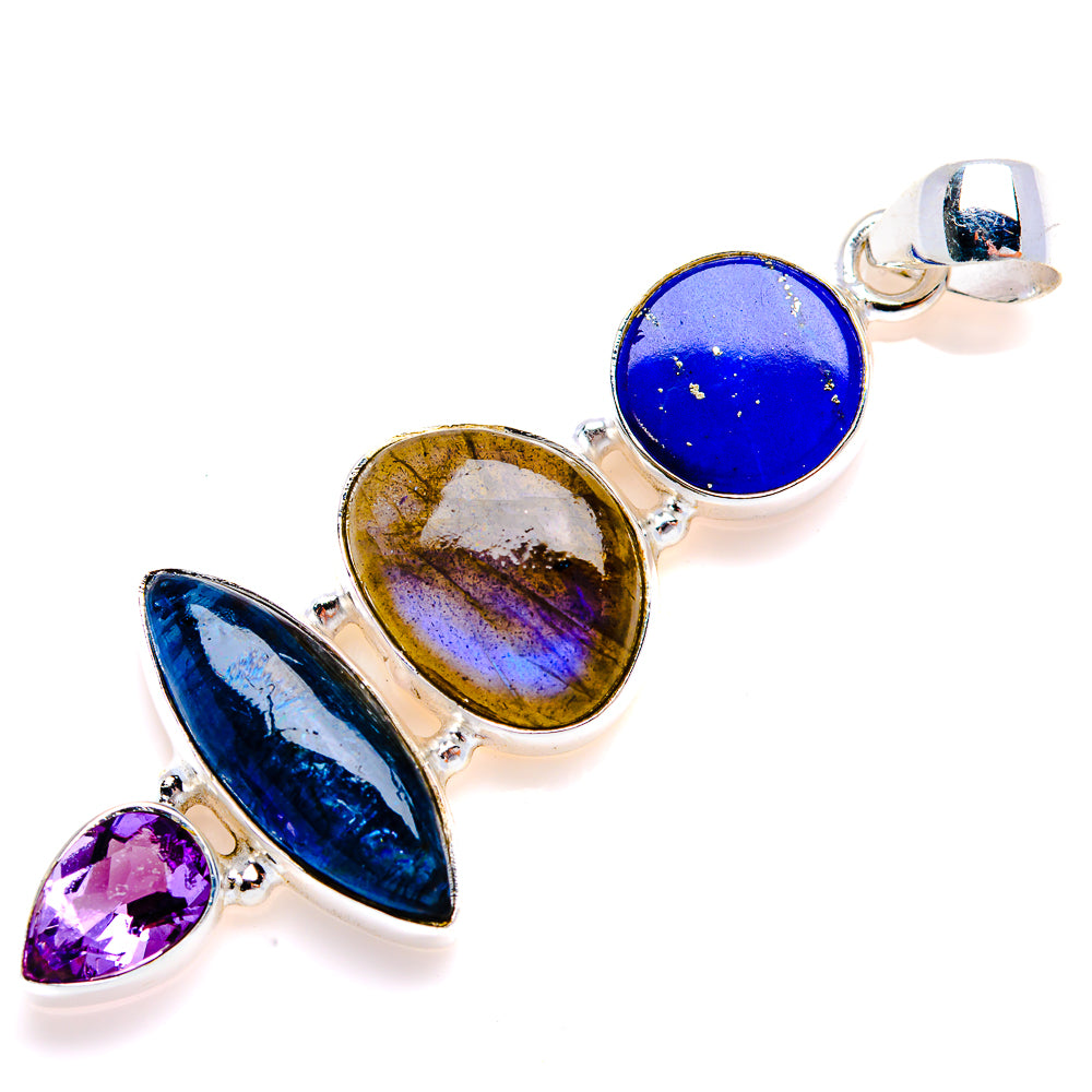 Pietersite, Labradorite, Lapis Lazuli, Amethyst Pendant 2 1/4" (925 Sterling Silver) PD38130