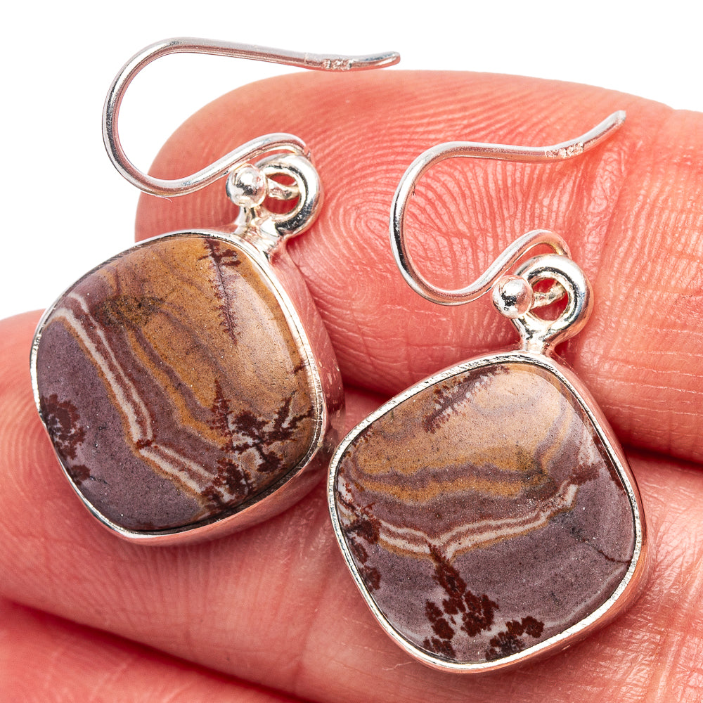 Sonora Dendritic Jasper Earrings 1 1/8" (.925 Sterling Silver)