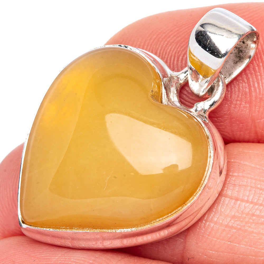 Amber Heart Pendant 1 1/4" (925 Sterling Silver) P41621