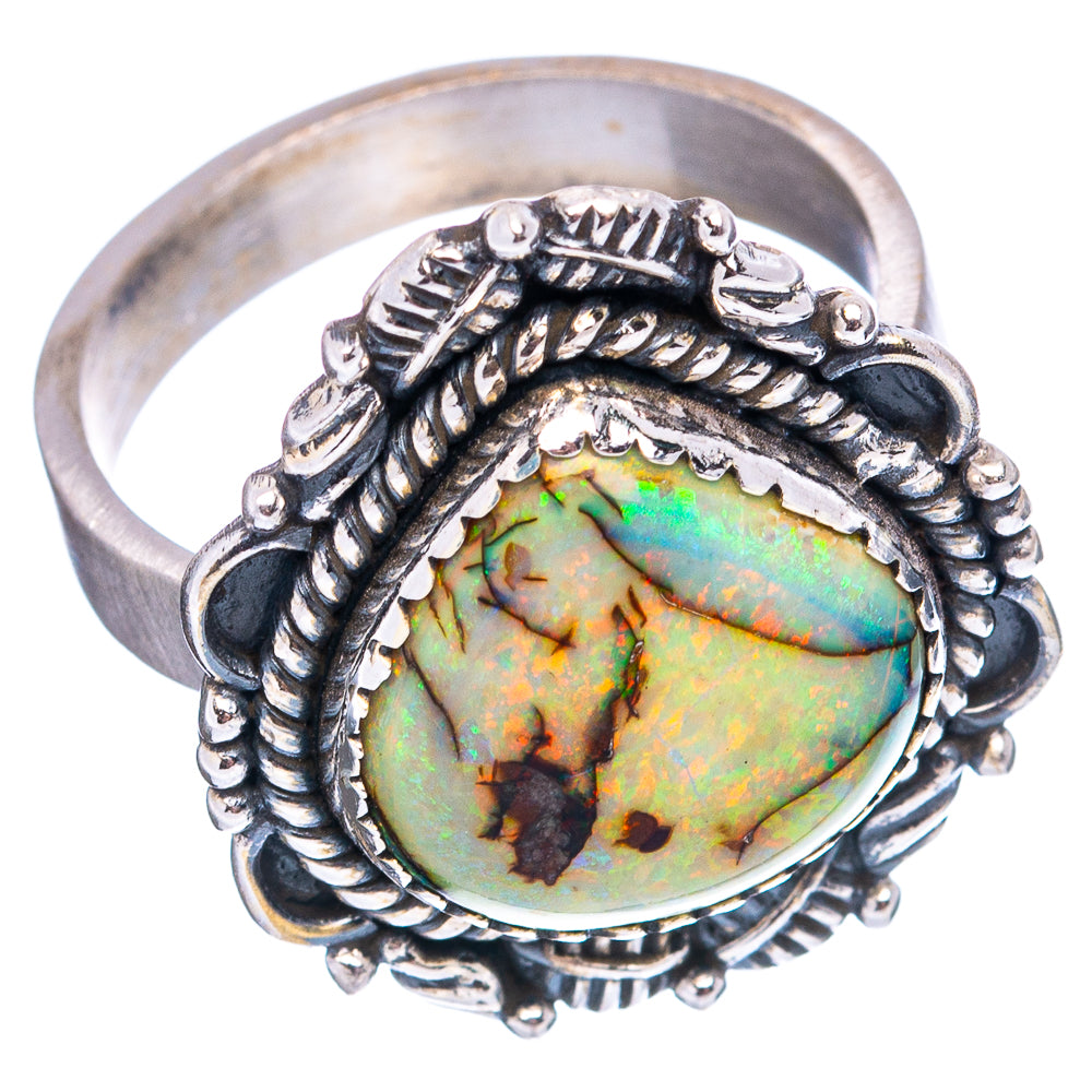 Exclusive Native Style Sterling Opal Ring Size 8 Adjustable (.925 Sterling Silver)