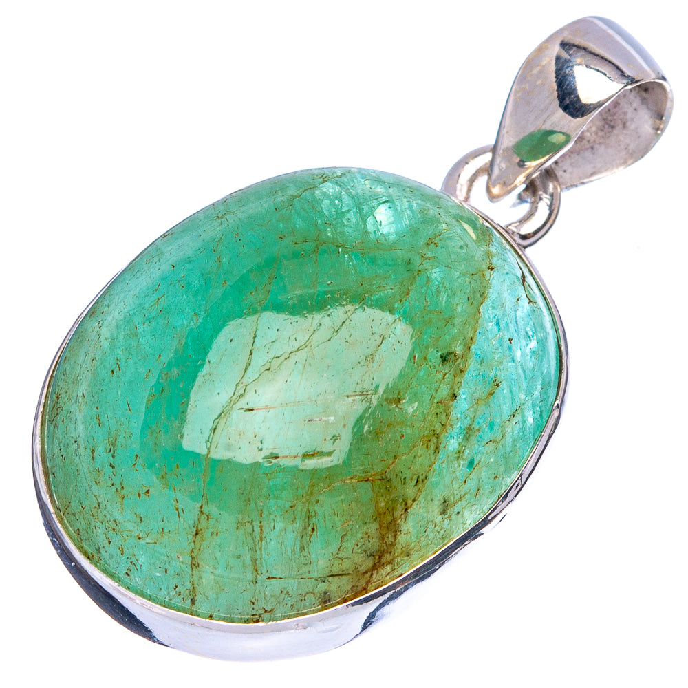 Natural Colombian Emerald Pendant 1 3/8" (925 Sterling Silver) P43365