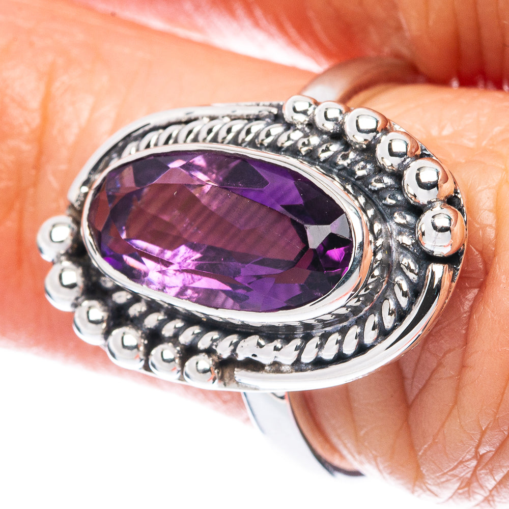 Premium Faceted Amethyst 925 Sterling Silver Ring Size 6 (925 Sterling Silver) R2693
