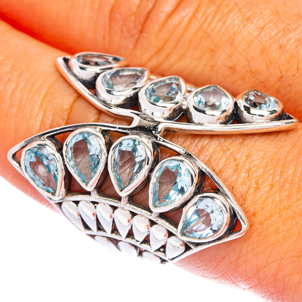 Large Blue Topaz Ring Size 8.5 (925 Sterling Silver) R144507