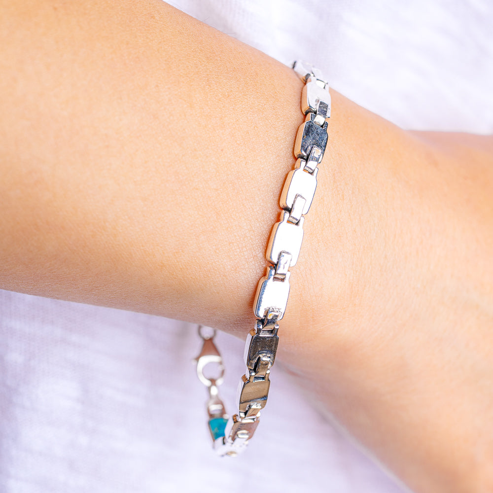 Mohave Turquoise Bracelet 7 3/8" (.925 Sterling Silver)
