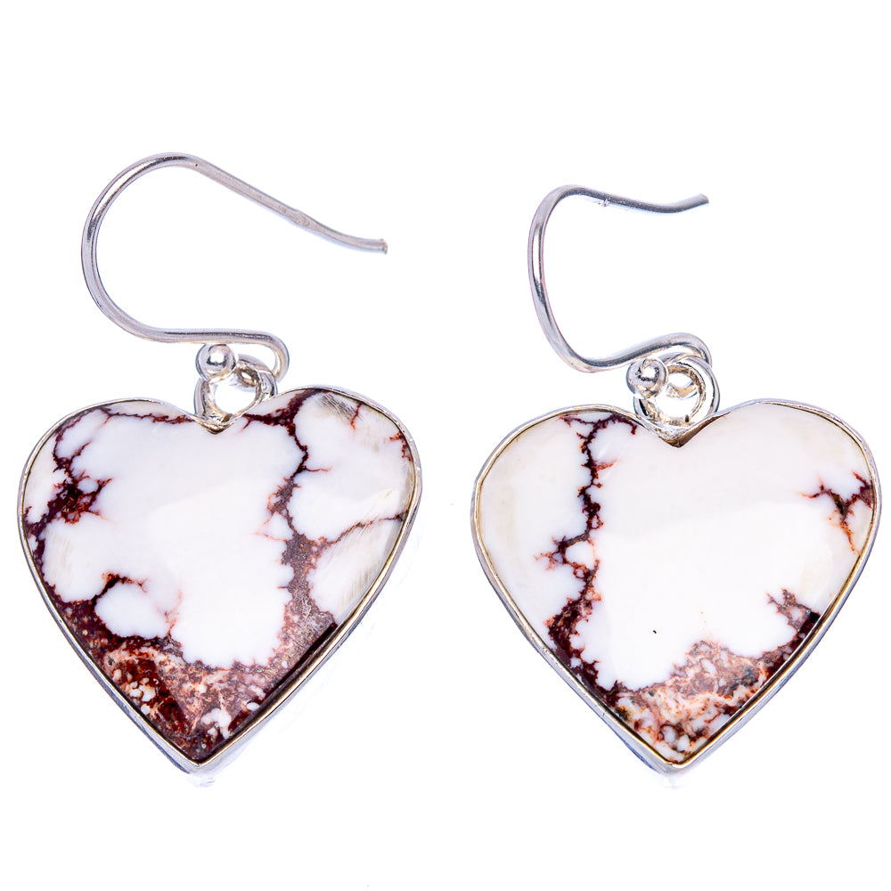 Wild Horse Jasper Heart Earrings 1 1/4" (925 Sterling Silver) E1108