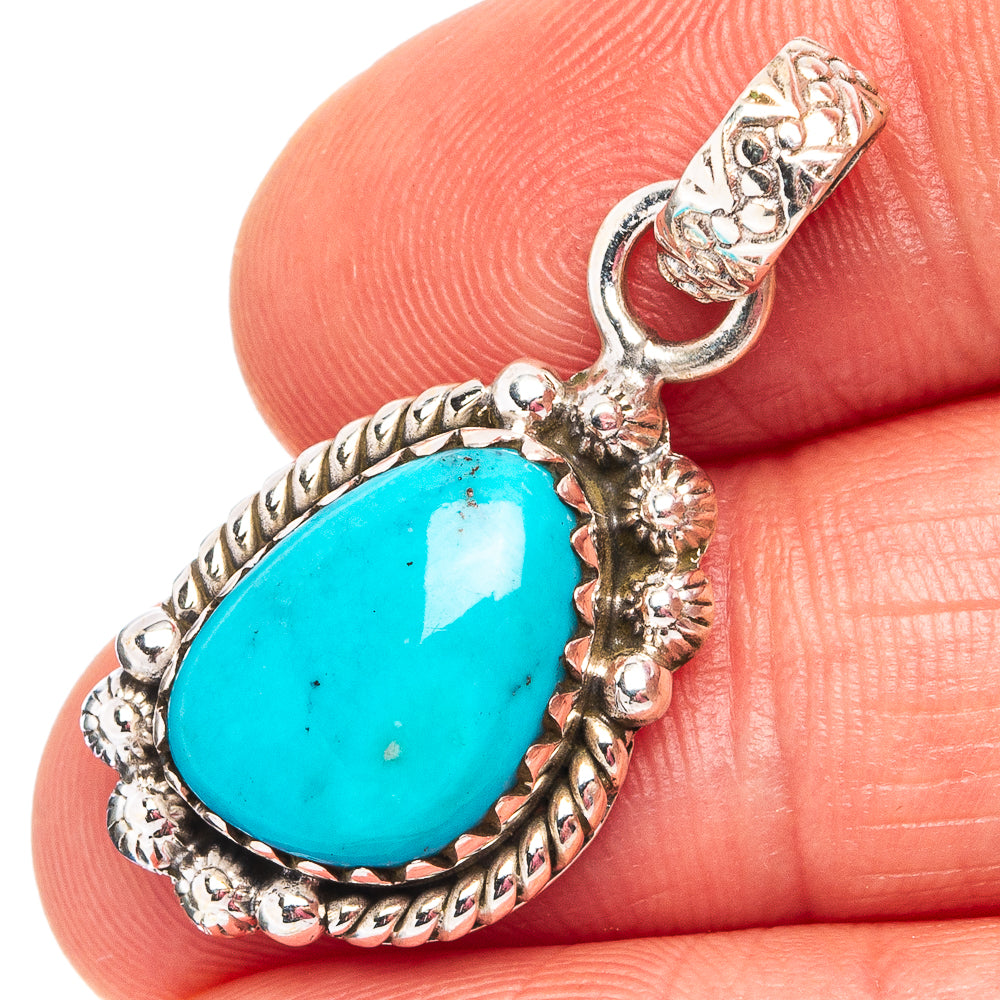 Rare Sleeping Beauty Turquoise Pendant 1 1/4" (.925 Sterling Silver)
