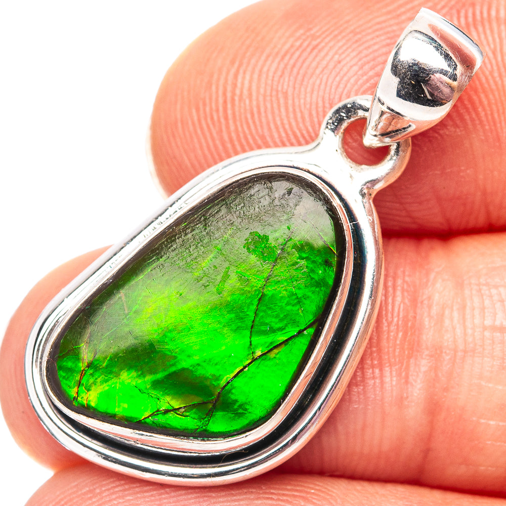 Premium Canadian Ammolite Pendant 1 1/4" (.925 Sterling Silver)