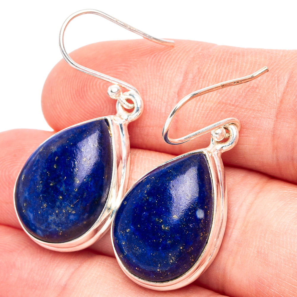 Lapis Lazuli 925 Sterling Silver Earrings 1 3/8" (925 Sterling Silver)