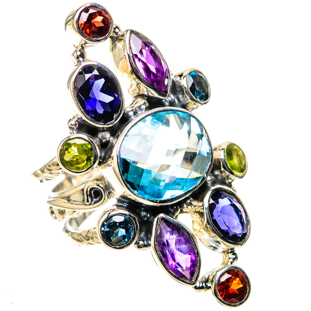 Signature Large Blue Topaz, Amethyst, Tanzanite, Garnet, Peridot Ring Size 7 (925 Sterling Silver) RING138138