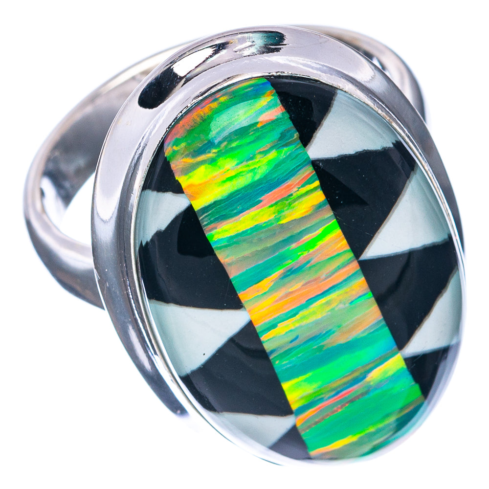 Premium Aura Opal Ring Size 7 (.925 Sterling Silver)