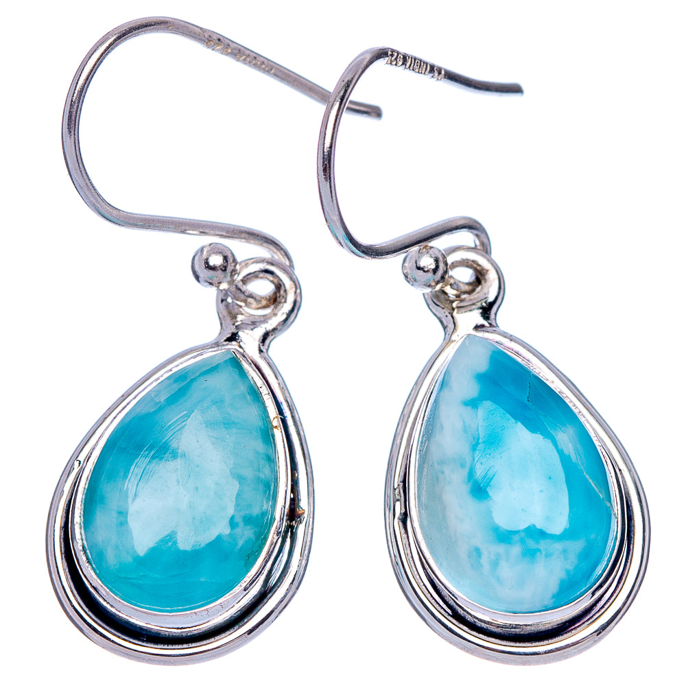 Rare Larimar Earrings 1 1/4" (925 Sterling Silver) E433366