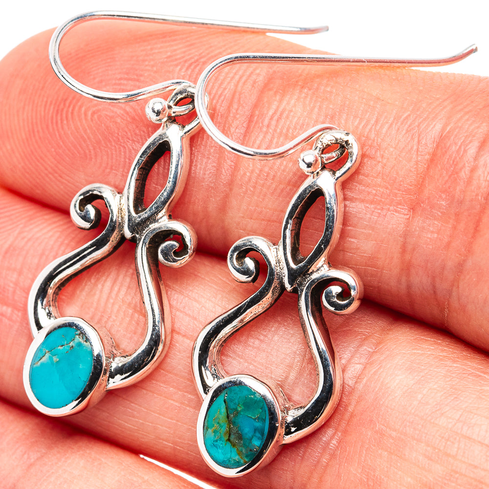 Native Style Mohave Turquoise Earrings 1 3/8" (.925 Sterling Silver)