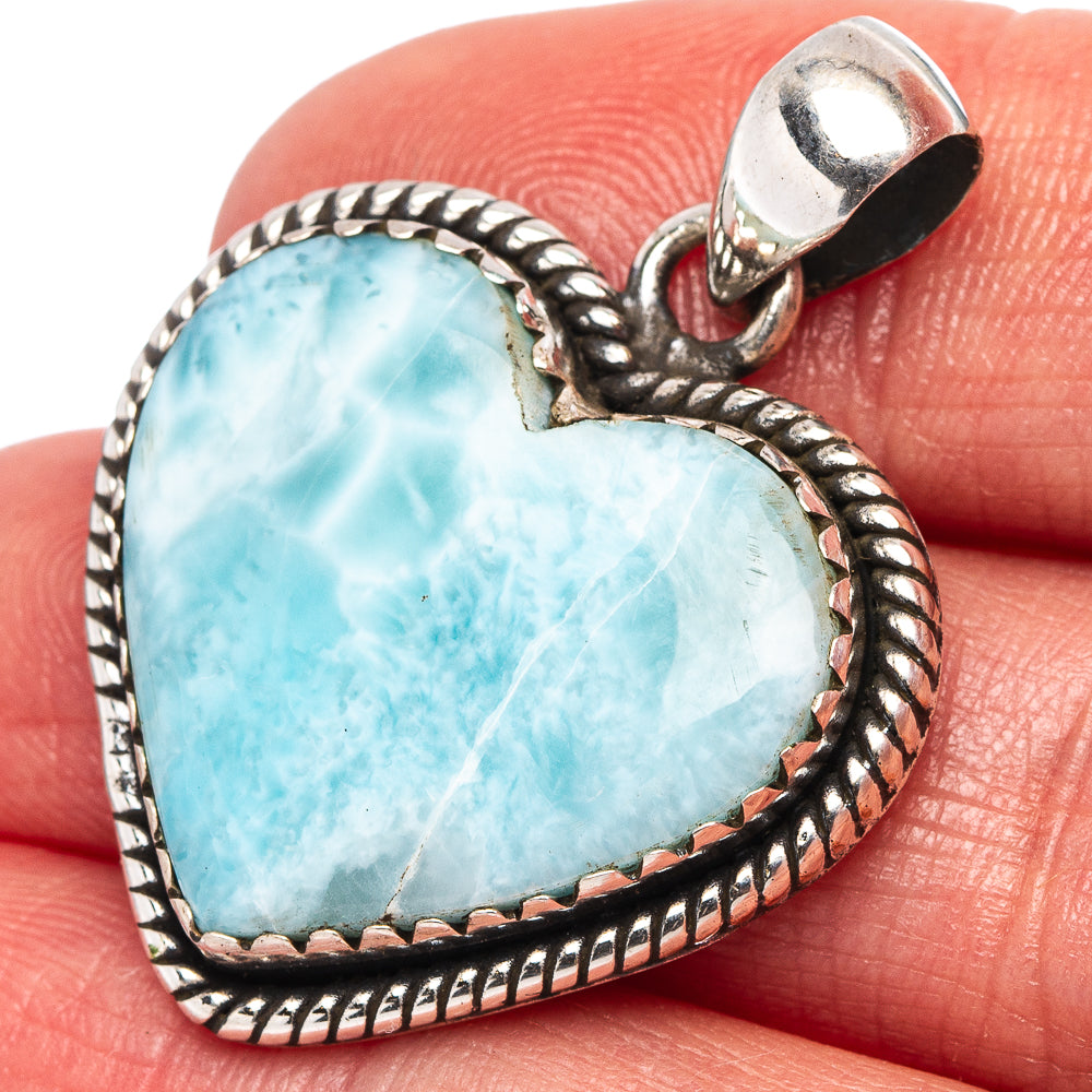 Rare Larimar Pendant 1 3/8" (.925 Sterling Silver)