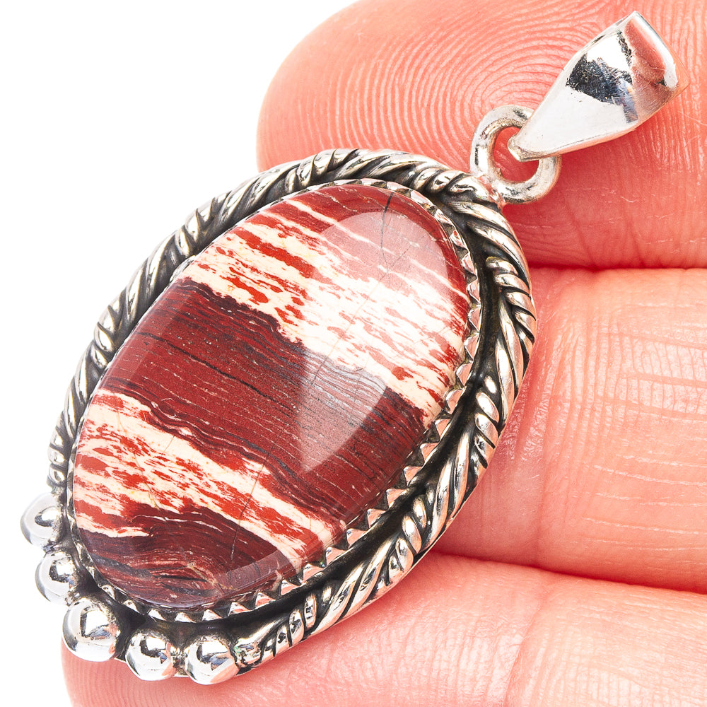 Red Zebra Jasper Pendant 1 1/2" (925 Sterling Silver) P43895