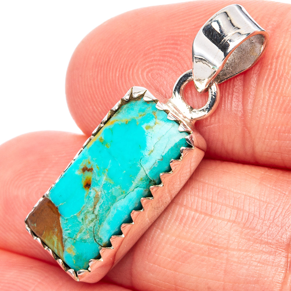 Rare Kingman Turquoise Pendant 1 1/4" (.925 Sterling Silver)