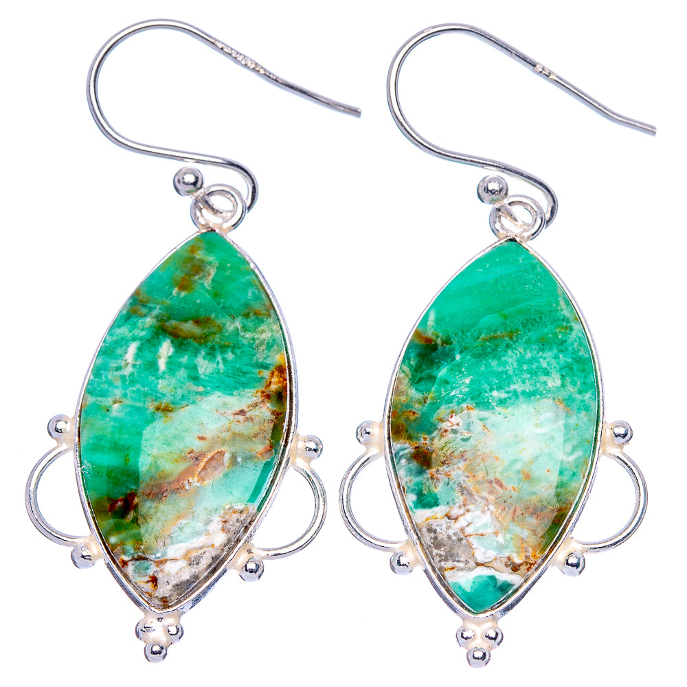 Boulder Chrysoprase Earrings 1 3/4" (925 Sterling Silver) E1754